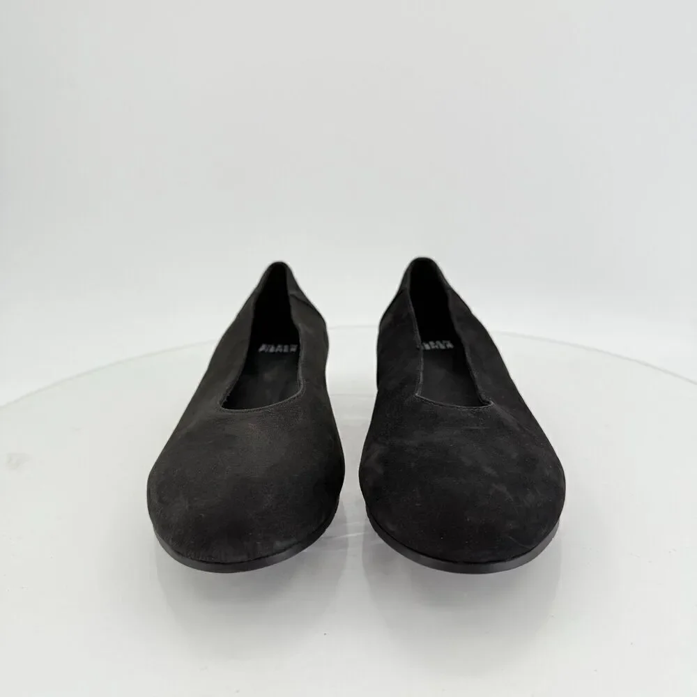 Eileen Fisher Womens Una Hidden Wedge Ballet Flats Sz 6.5 Black Suede Round Toe
